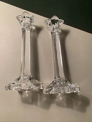 Buy 2 Vintage Nachtmann Crystal Glass Taper Candle Stick Holders 14cm Tall • 12£
