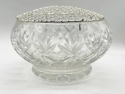 Buy Vintage Cut Glass Rose Bowl With Grate  Heavy Bottom Clear Vase Flower Arranging • 22.99£