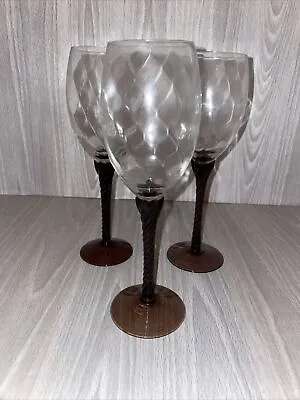 Buy Lot Of 3 Vintage Amethyst Twisted Stem 6oz Wine Cordial Glasses • 10.54£