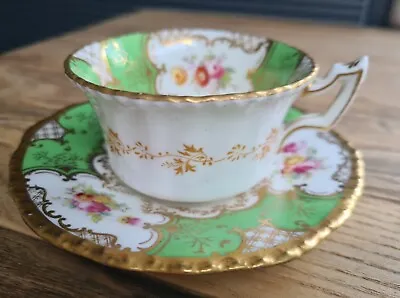 Buy Vintage Coalport Batwing English Bone China Green Demitasse Cup And Saucer A/F • 10£