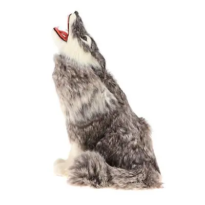 Buy Lifelike Wolf Faux Fur Animal Toy Handicraft Collection Home Ornament • 14.28£