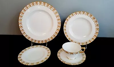 Buy (4) 5pc. Place Settings Heraldic Gold Royal Crown Derby 20pc.  (8 In Stock) • 240.12£