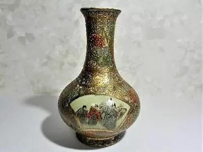 Buy SATSUMA Ware Pottery Vase Person Pattern Height 5.9 Inch Japanese Antique • 135.04£