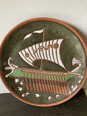 Buy Bonis Pottery Rhodes Greece Terracotta Plate Of Ancient Galley • 15.99£