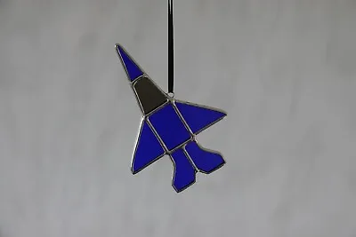 Buy Stained Glass Suncatcher/Window Hanger Blue Jet Plane Gift Home Decoration • 20£