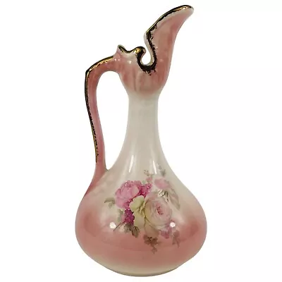 Buy VTG Rockingham Pottery Staffordshire Porcelain Pouring Jug Vase With Flowers • 59.99£