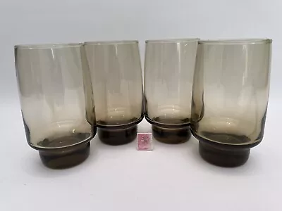 Buy Mid Century Smoked Glasses Set Of 4 Large Tumblers Home Bar - 400ml • 19.99£