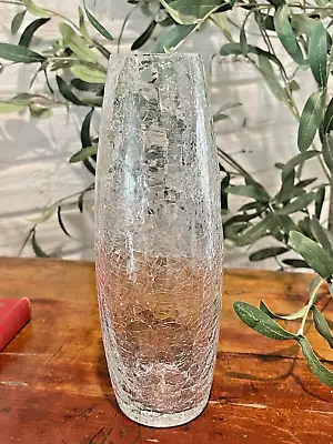 Buy Clear Crackle Glass Vase - 9 Inch Tall • 17.07£