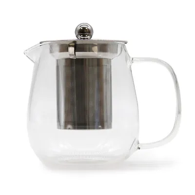 Buy Glass Infuser Teapot - Micro Mesh Stainless Steel Filter - Round Shape - 550ml • 14.50£