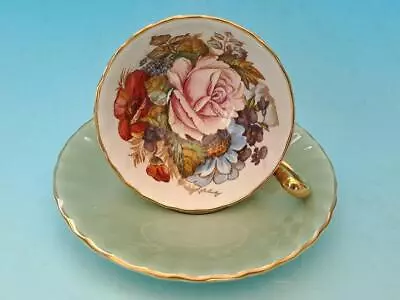 Buy Rare Aynsley Cabbage Rose Cup And Saucer Signed J A Bailey - Paragon Interest • 43£