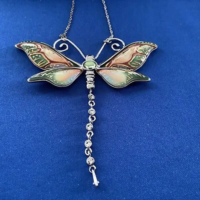 Buy Franz Porcelain Necklace With  Gorgeous Large Dragonfly Pendant In Orig. Box NOS • 62.60£
