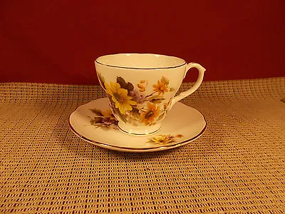 Buy Duchess Bone China Yellow & Lavender Floral Design Cup & Saucer Set • 9.56£
