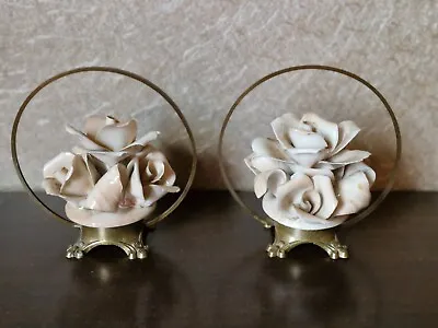 Buy Vintage Capodimonte  Brass And China Flower Display • 1£