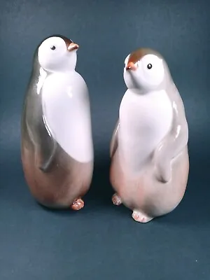 Buy Pair Of Lomonosov Russian Penguin Figurines Statues Hand Painted • 61.64£