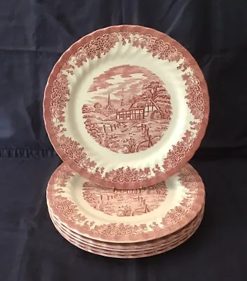 Buy 6xChurchill  Pink And White 12 1/2” Large Serving/ Dinner Plates Made In England • 39.99£