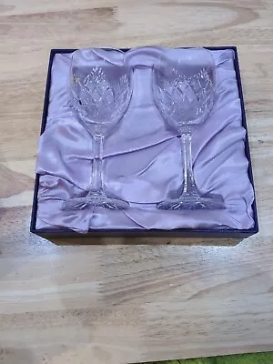 Buy Edinburgh Crystal Kelso  Boxed Set Of 2 Wine Glasses Signed On Base (6-7/8″) • 0.99£