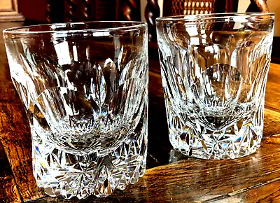 Buy Lovely Pair Of Cut Glass Bevelled Crystal Whiskey Glasses • 22£