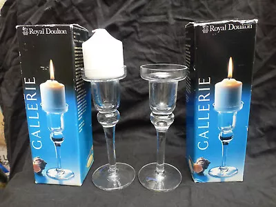 Buy Lovely Pair Of Royal Doulton Crystal Glass Gallerie Reed Candlestick BNIB • 14.99£