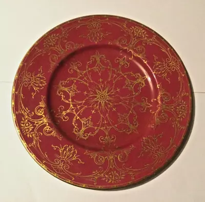 Buy Royal Worcester 10.5” Burgundy And Gold Cabinet/Dinner Plate • 29£