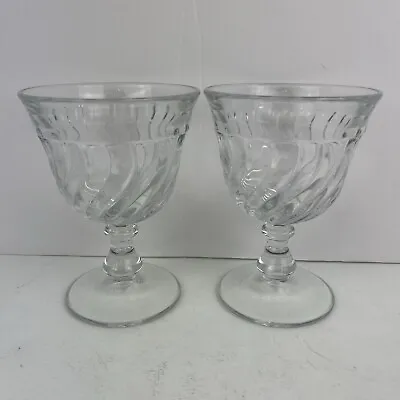 Buy Set Of 2 Vintage Fostoria Colony Swirl Water Goblets Glasses 5.25” Discontinued • 19.45£