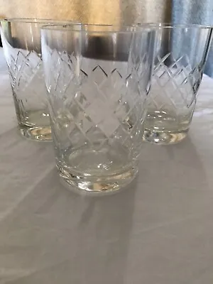 Buy 3 Large Cut Glass Crystal Whiskey Glasses • 8£
