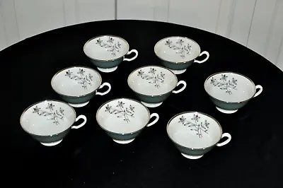 Buy Kingsley By Lenox Footed Cups & Saucers Set Of 3, X-445 Floral USA Teal Platinum • 38.54£