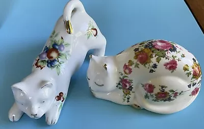 Buy Vintage Fenton Bone China Floral Cat & 1 Other • 10£