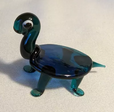 Buy Vintage Turtle Mini Shelf Glass Aqua Blue Color Miniature Figurine Blown Art • 15.25£