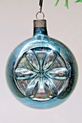 Buy Vintage Blown Glass FLOWER Double Embossed OVAL Christmas Ornament Germany • 26.52£