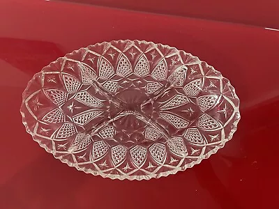 Buy Vintage Retro Patterned Glass Serving Dish With Four Compartments • 9£