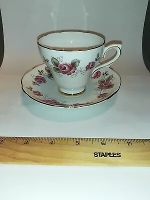 Buy CUP & SAUCER Royal Trent Fine Bone China Floral Pink Rose Footed Scalloped Gold • 23.71£