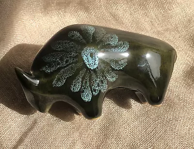Buy Vintage Lotus Pottery Little Green Bull  By Elizabeth Skipwith Devon VGC • 15£