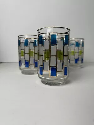Buy 6 Vintage Mid Century Libbey Nordic Juice Cocktail Glasses Pattern W/Gold Trim • 56.70£