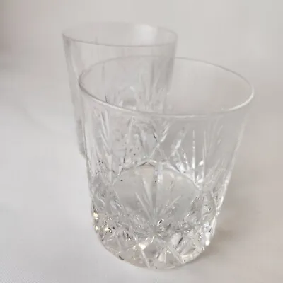 Buy Crystal Cut Glass - Pair Small Tumblers - Set Of 2 - Free P&P - Wedding Vintage • 13.47£