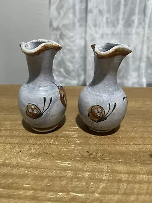 Buy Tonala Mexican Pottery Vases Identical Set Of Two Signed “Mex” Great Condition • 15.40£