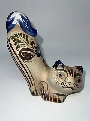 Buy Vintage Mexican Tonala Folk Art Pottery Stretching Cat Figurine • 28.81£