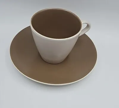Buy Vintage Retro Poole Pottery Mushroom & Sepia Twin Tone Brown Coffee Cup Saucer  • 3.50£