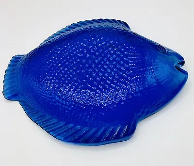 Buy Vintage French Glass Opalescent Fish Plater, Plate Blue French Glass Fish • 14.99£