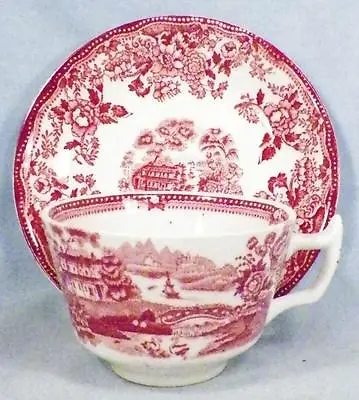 Buy Alfred Meakin Tonquin Cup & Saucer Pink Transferware Porcelain Vintage • 11.37£