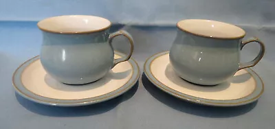 Buy Vintage Denby Colonial Blue Tea Cups And Saucers X 2 - Craftsman Shape Cups • 10£