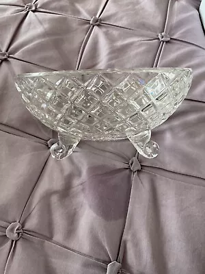Buy Vintage Clear Cut Glass Four Footed Dish Excellent Condition  • 5£