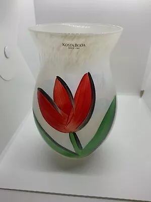 Buy Kosta Boda - Vintage Glass Vase With A Tulip Image & Signed - Rare Find. • 295£