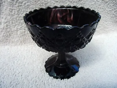 Buy Victorian Purple Malachite Slag Pressed Glass Pedestal Bowl Sowerby Or Davidsons • 19.99£