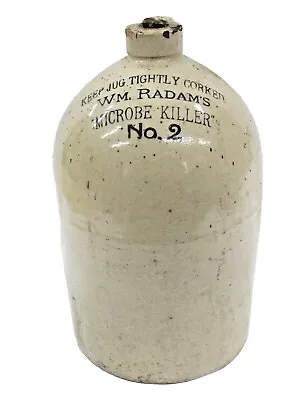 Buy Antique Late 1800’s Stoneware Jug Wm. Radam's Microbe Killer No. 2 Quackery Meds • 118.54£