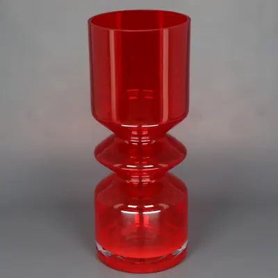 Buy Tamara Aladin For Riihimaen Lasi 20th Century Modern 12  Red Glass Spooled Vase • 94.80£