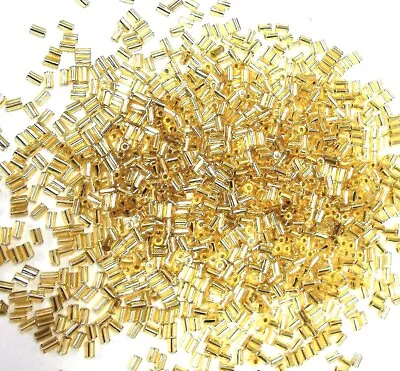Buy 20gms Matsuno 3mm Bugle Beads - Colour  33-RB-  Silver Lined Pale Golden Topaz • 2£