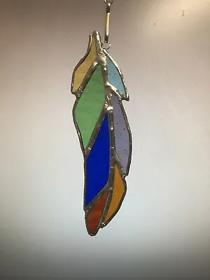 Buy Stained Glass Rainbow Feather Sun Catcher 6.5x2 Inches Approx • 13£