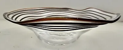 Buy LTD ED  Bowl Signed Richard Blenko ~Asymmetrical Scallop Top & Glass Threading • 52.09£