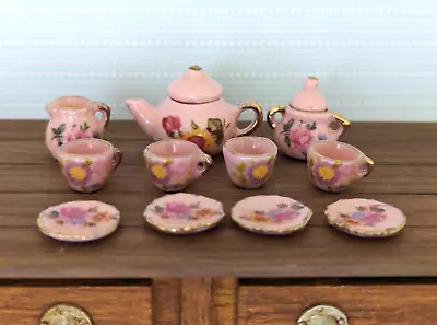 Buy PINK PRETTY FLOWER China Tea Set Porcelain 1:12th Scale Dolls House Miniature UH • 6£
