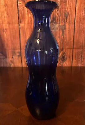 Buy Vintage Cobalt Blue 11.5 Tall Glass Vase Hand Blown Art Glass • 25.88£